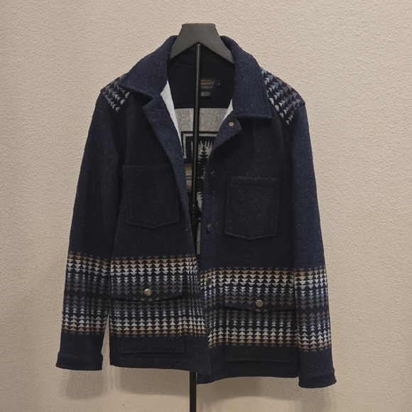 Pendleton Jackets & Blazers - Pendleton Navy Patterned Wool Pea Coat